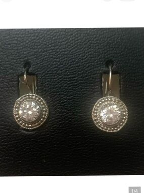 FASHION JEWELRY Silver and 1 Ct CZ Pierced Drop Earrings